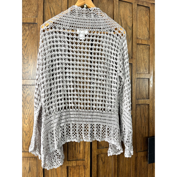 Vintage Kroshetta By Papillon Champagne Crocheted Cardigan Boho Hippie 70s Retro - Picture 2 of 9